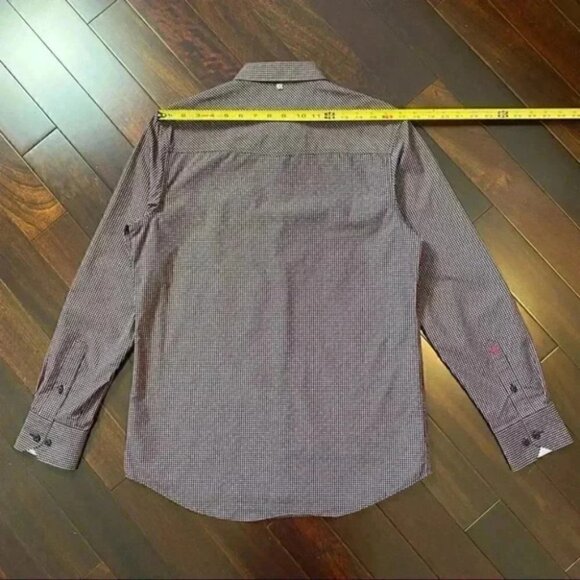 English Laundry John Lennon Plaid Button Down Long Sleeve Shirt Black Red Small - Picture 9 of 16